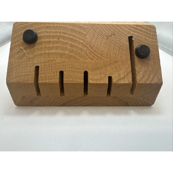 Cutco Space Saver Knife Block 5-Slot Wood Honey Oak Hang or Sit Metal Bar - Picture 3 of 6